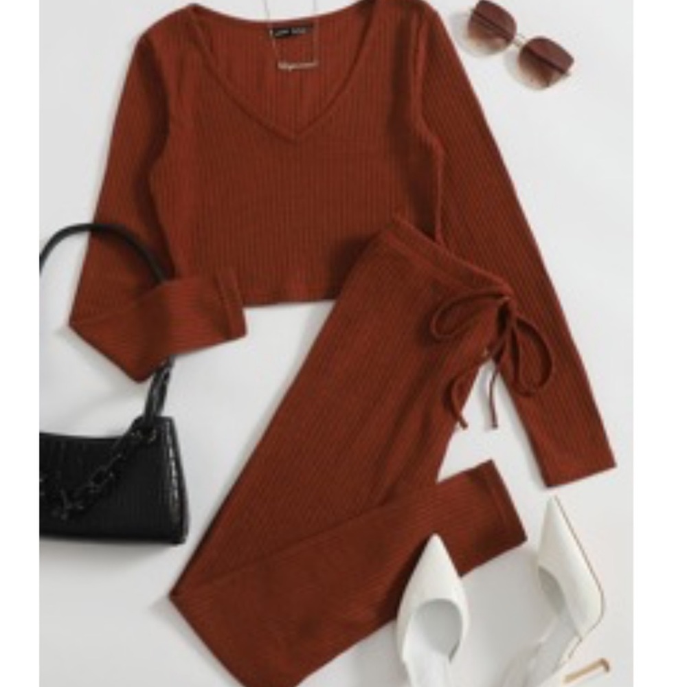 Burnt orange lounge pants shein